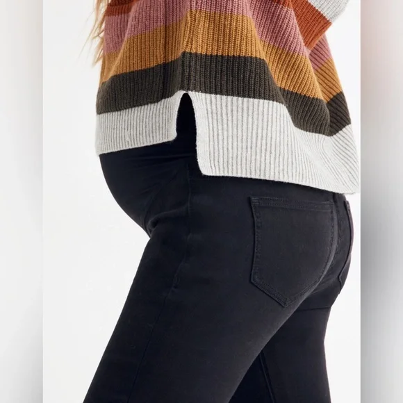 NWT Madewell Maternity Over-the-Belly Skinny Jeans in Lunar Wash Black size 33 - Picture 2 of 16